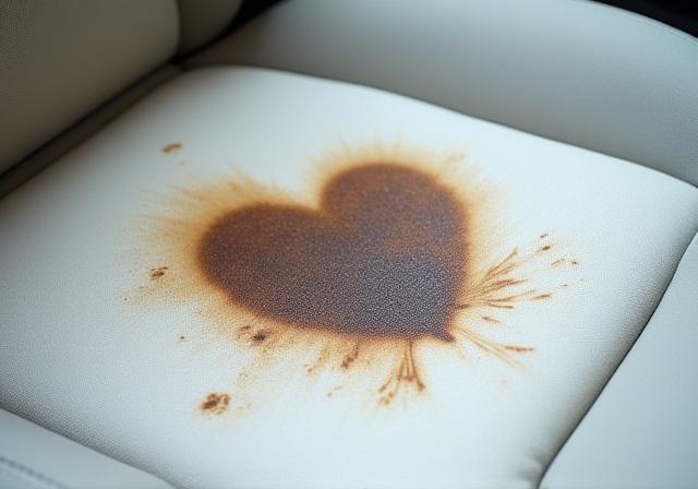 Car seat with coffee stain (Before).