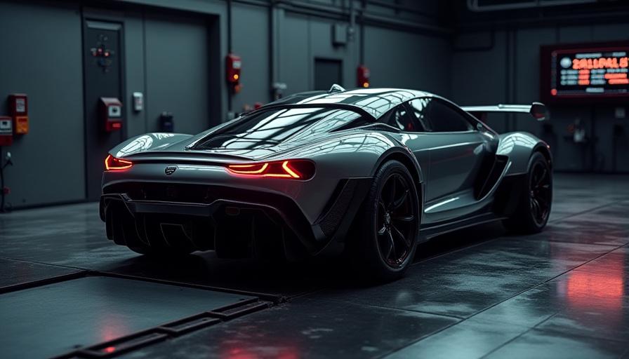 Mobil sport di atas dynometer untuk pengujian performa