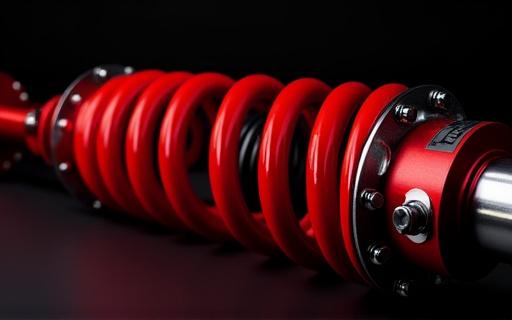 Suspensi coilover performa tinggi berwarna merah